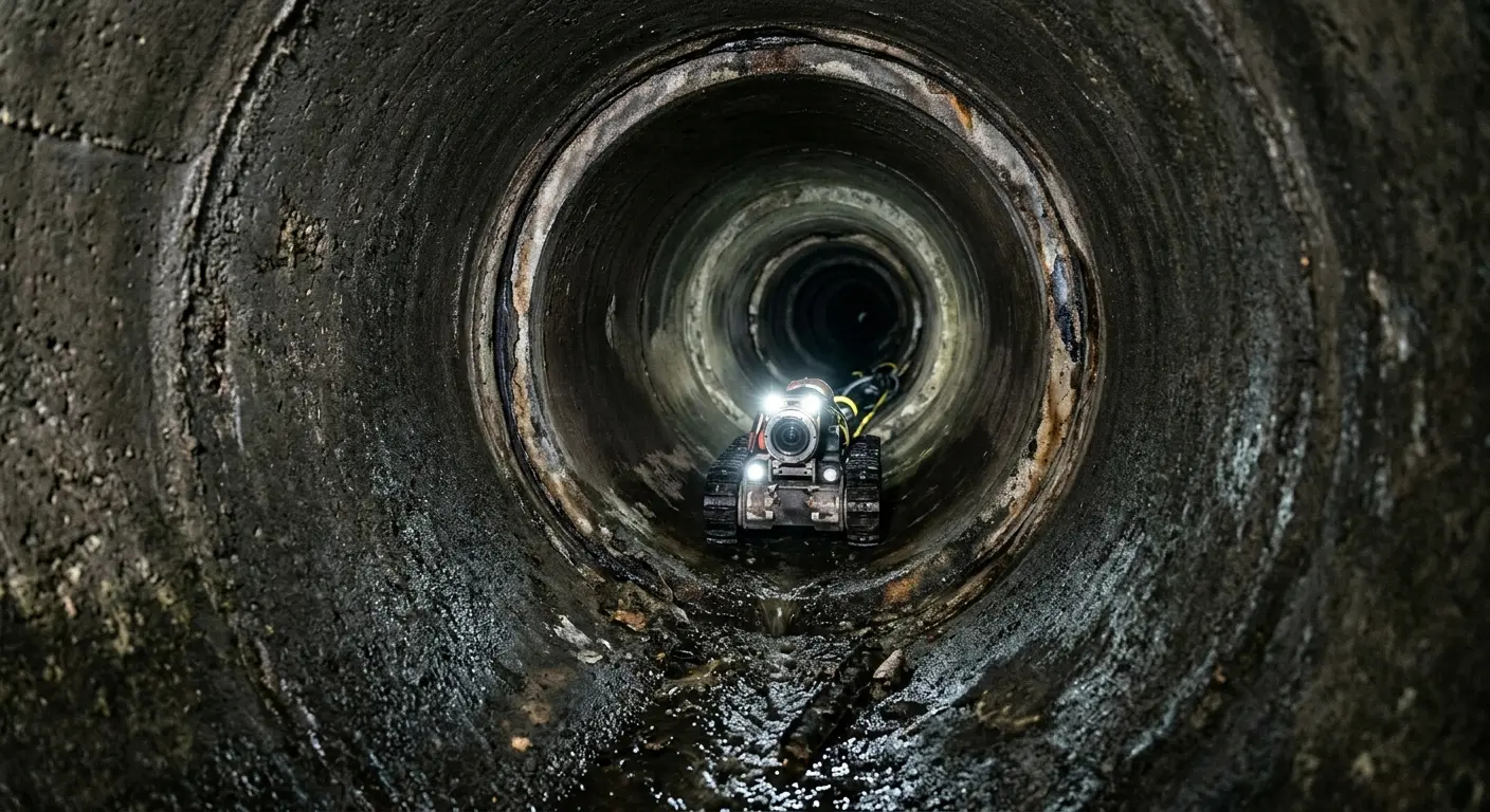 Robotic sewer camera inspecting pipe interior for Drain Snake Service in Fort Mitchell